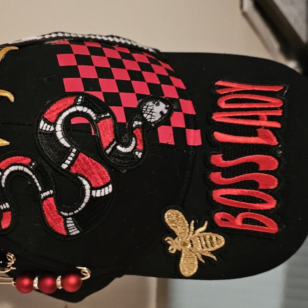 Boss Lady Black and Red Embroidered Hat